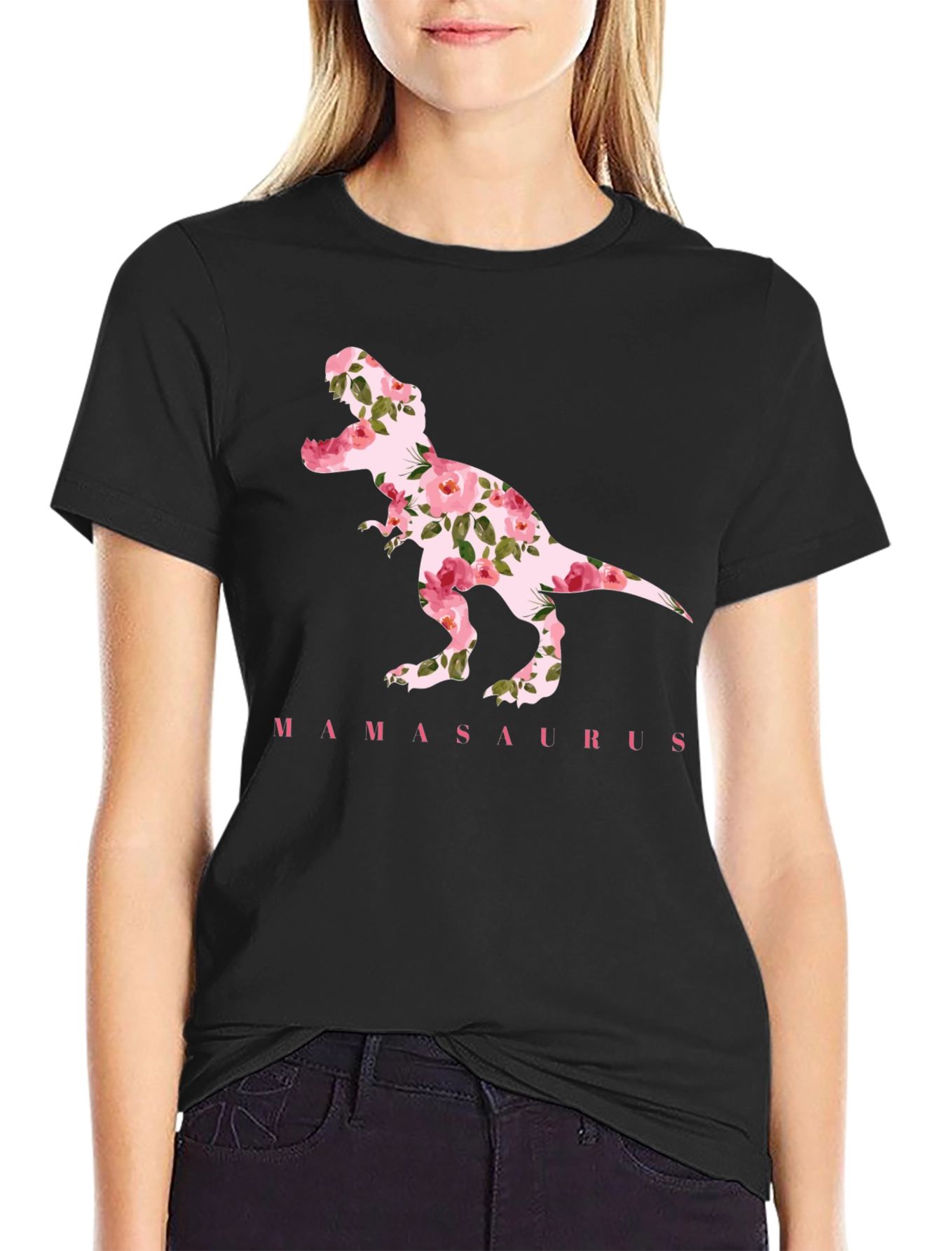 MamaSaurus Floral Dinosaur T-Shirt