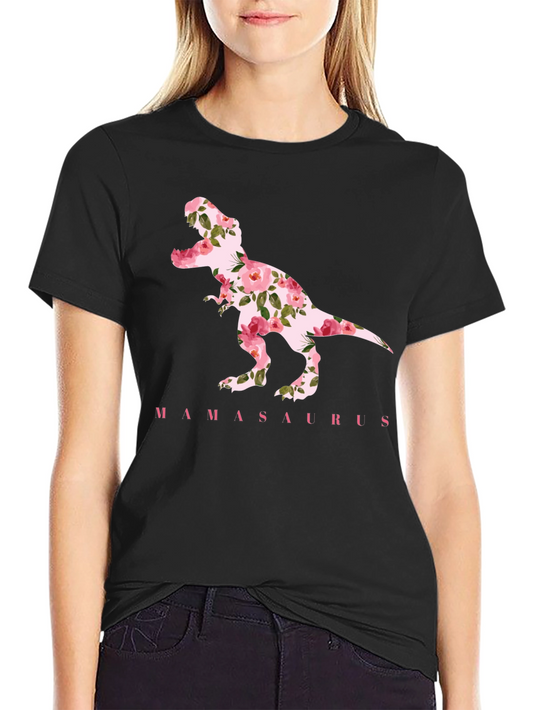 MamaSaurus Floral Dinosaur T-Shirt