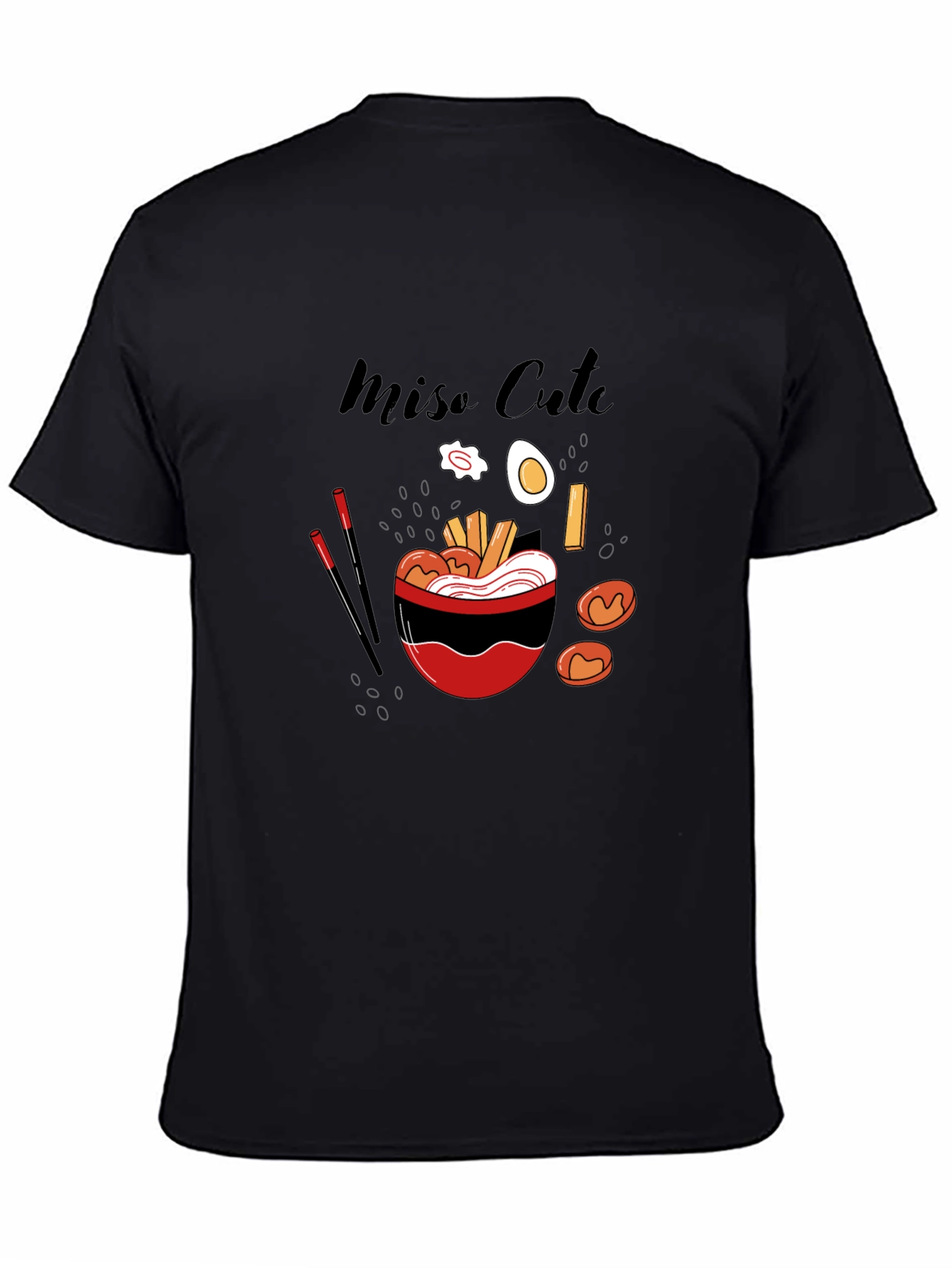 Miso Cute Ramen Graphic T-Shirt - Black