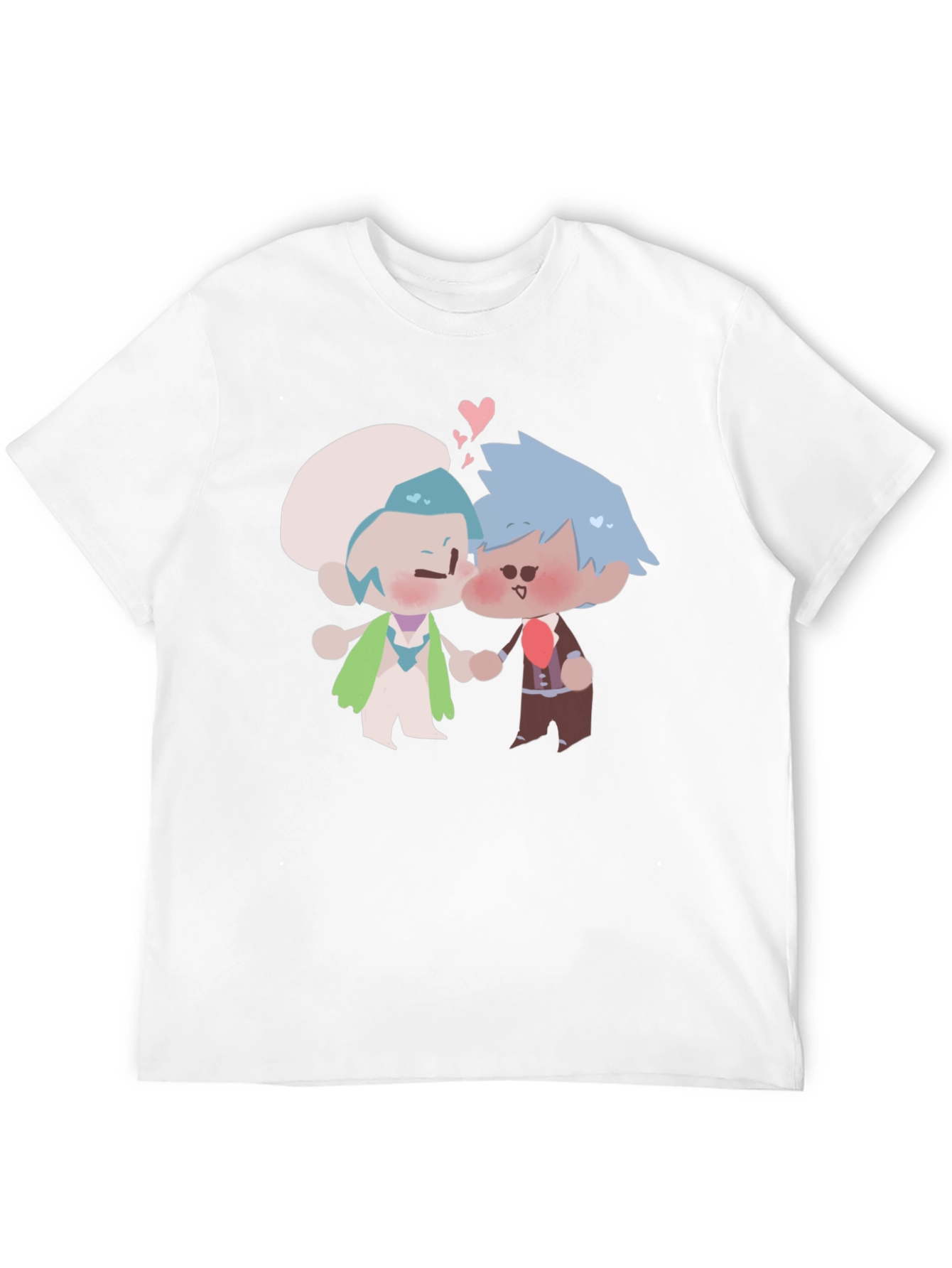 Cute Kissing Cartoon Couple Black T-Shirt