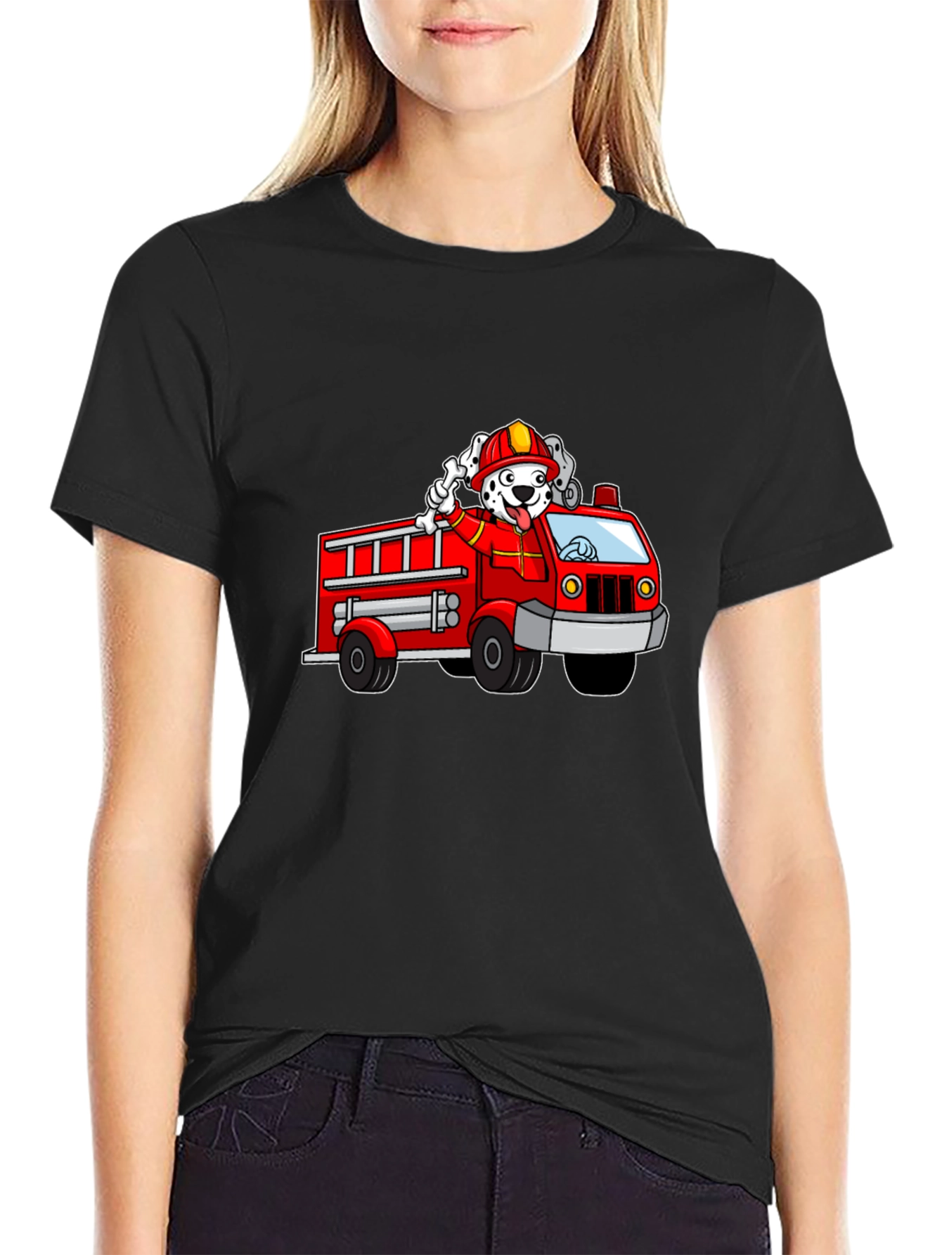 Dalmatian Firefighter T-Shirt - Kids Cartoon Design
