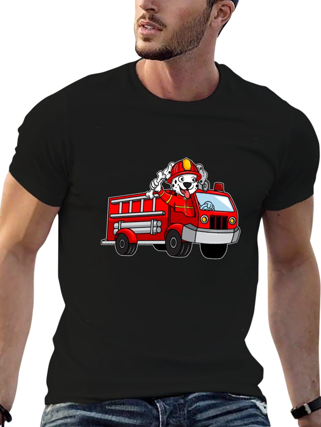 Dalmatian Firefighter T-Shirt - Kids Cartoon Design