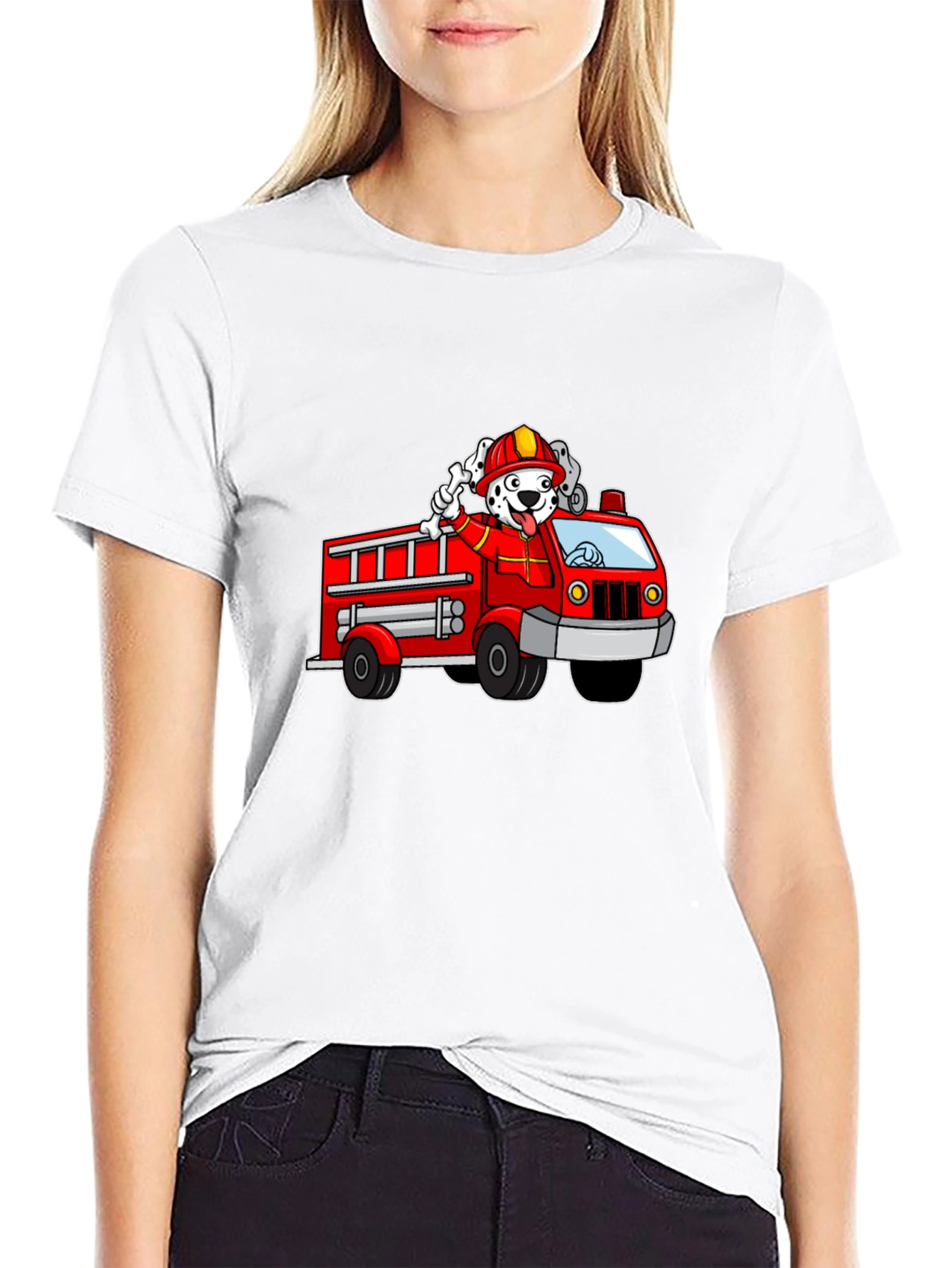 Dalmatian Firefighter T-Shirt - Kids Cartoon Design