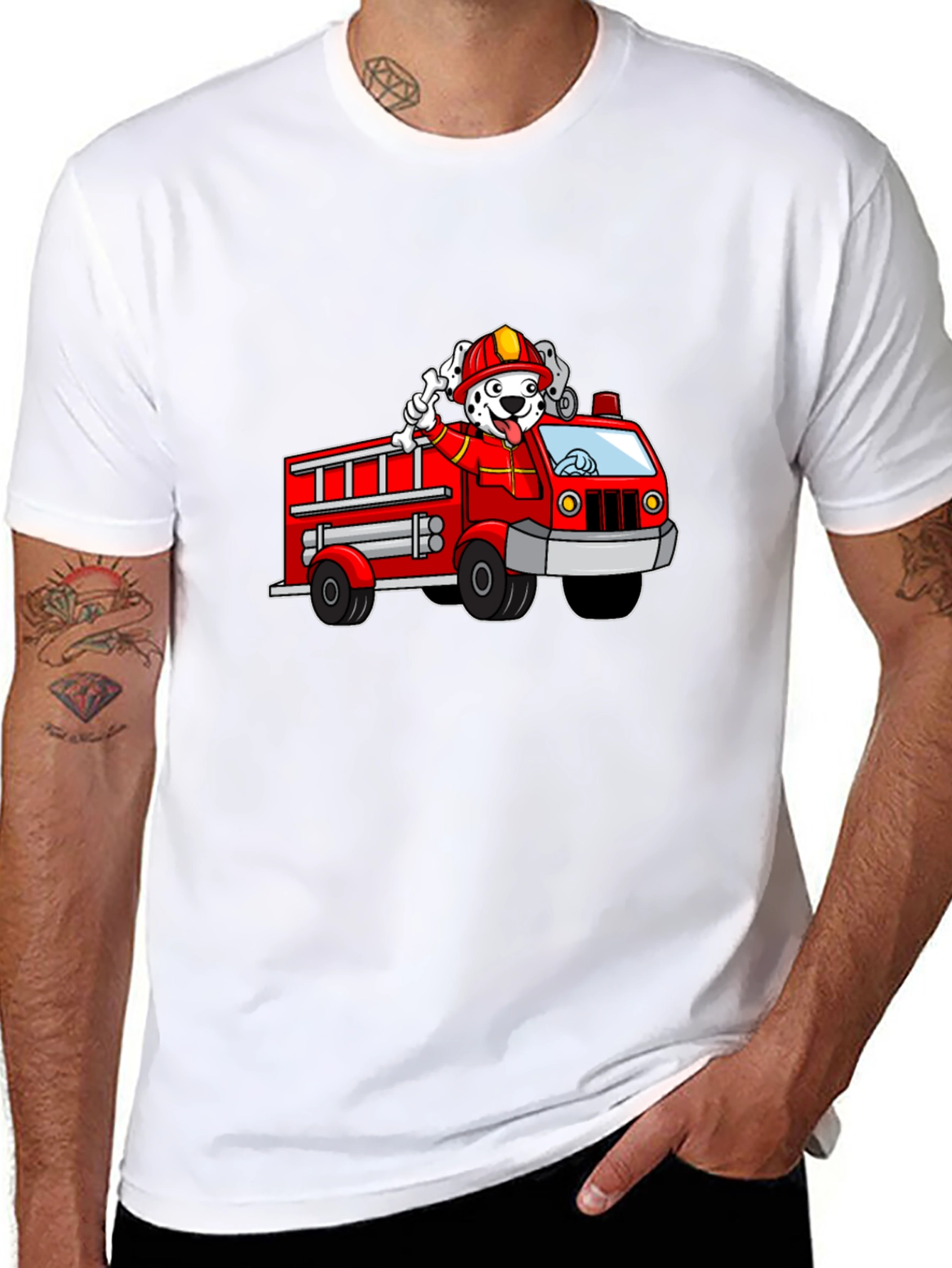 Dalmatian Firefighter T-Shirt - Kids Cartoon Design