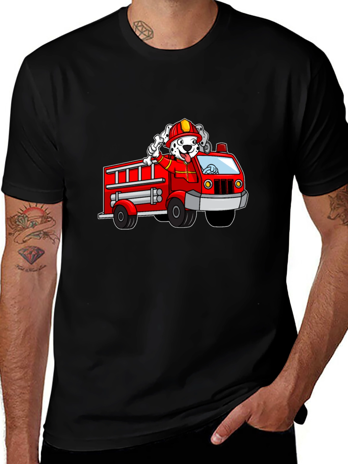 Dalmatian Firefighter T-Shirt - Kids Cartoon Design