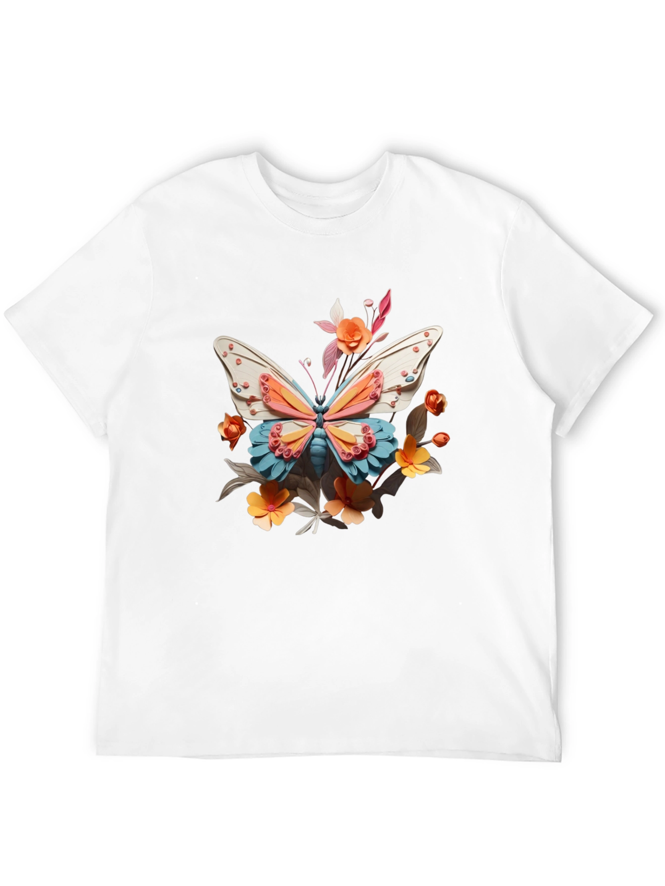 Butterfly Floral Graphic Black T-Shirt