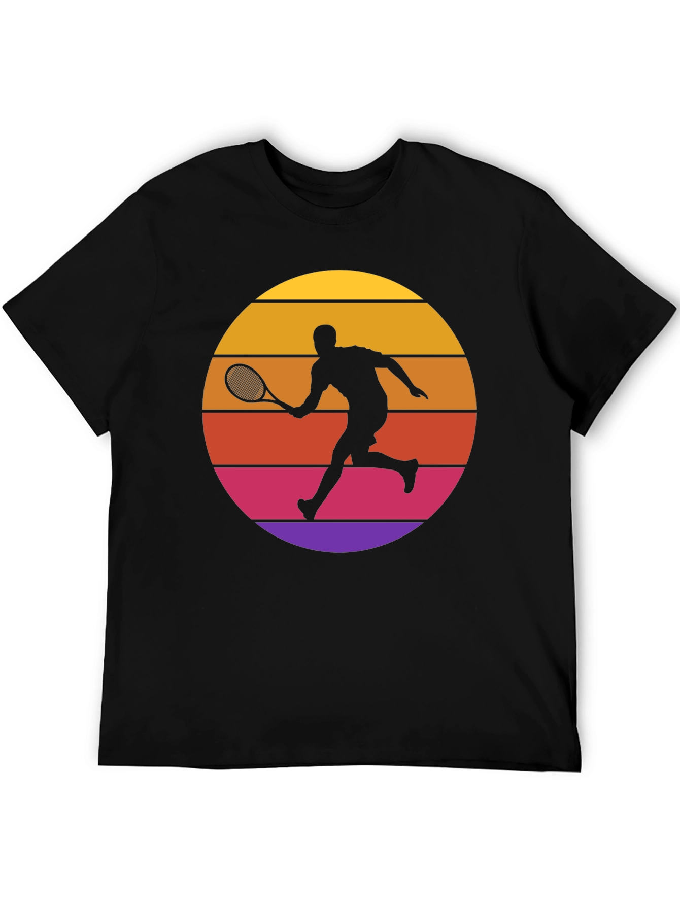 Retro Tennis Player Sunset Graphic T-Shirt