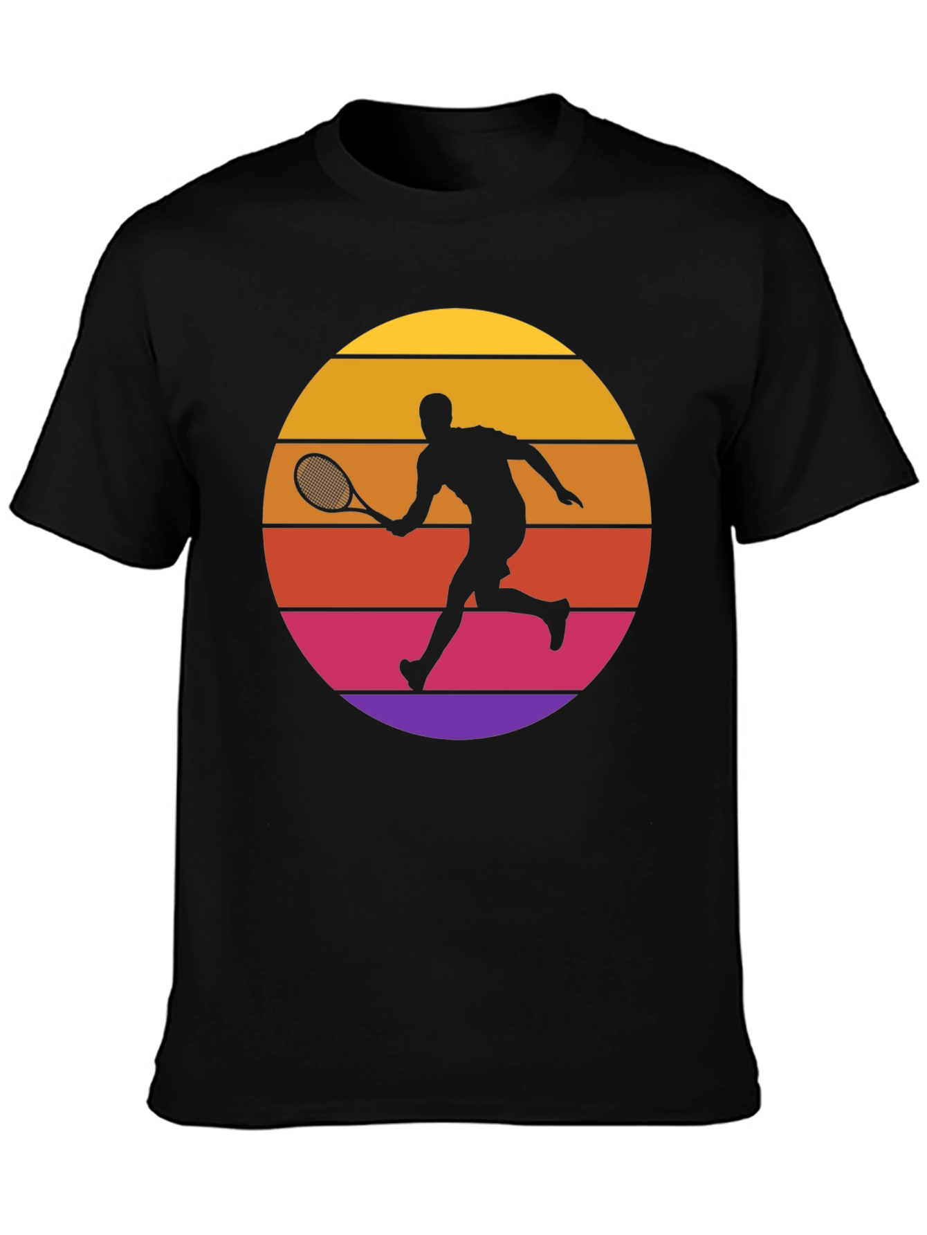 Retro Tennis Player Sunset Graphic T-Shirt