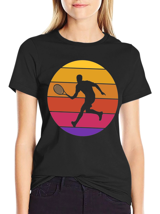 Retro Tennis Player Sunset Graphic T-Shirt