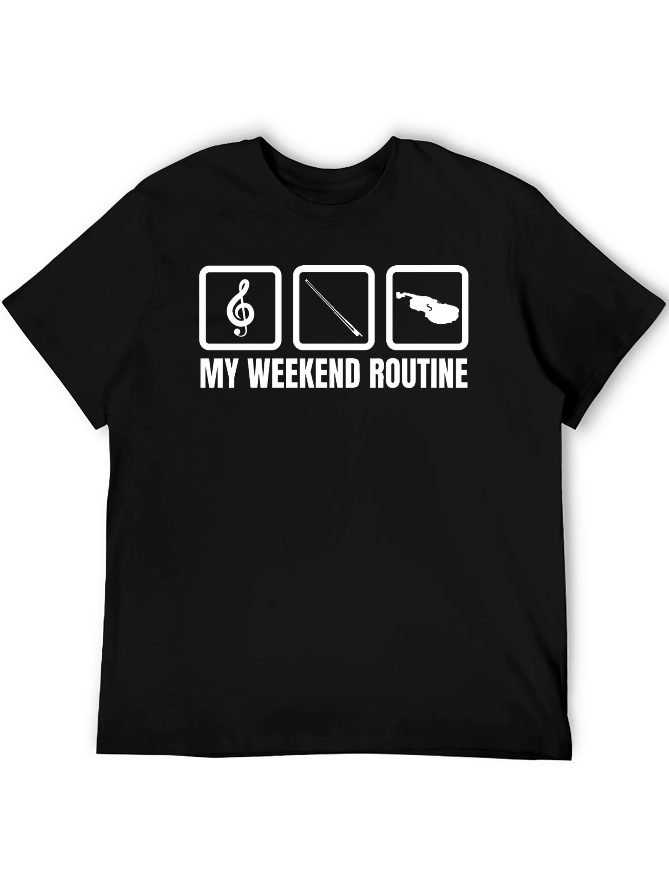My Weekend Routine Black T-Shirt - Music Lover Tee