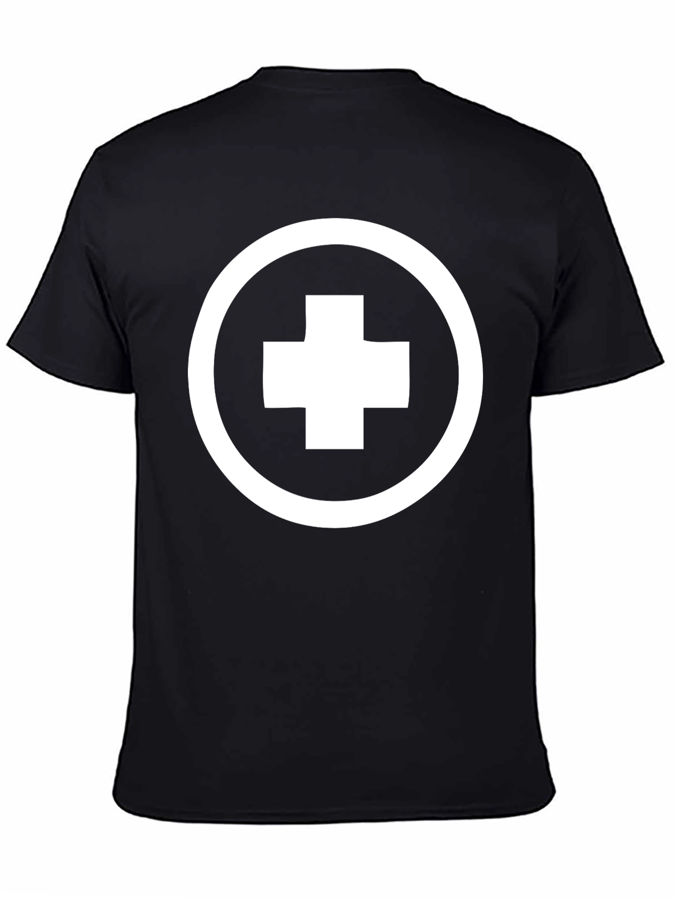 Black T-Shirt with White Cross Circle Graphic