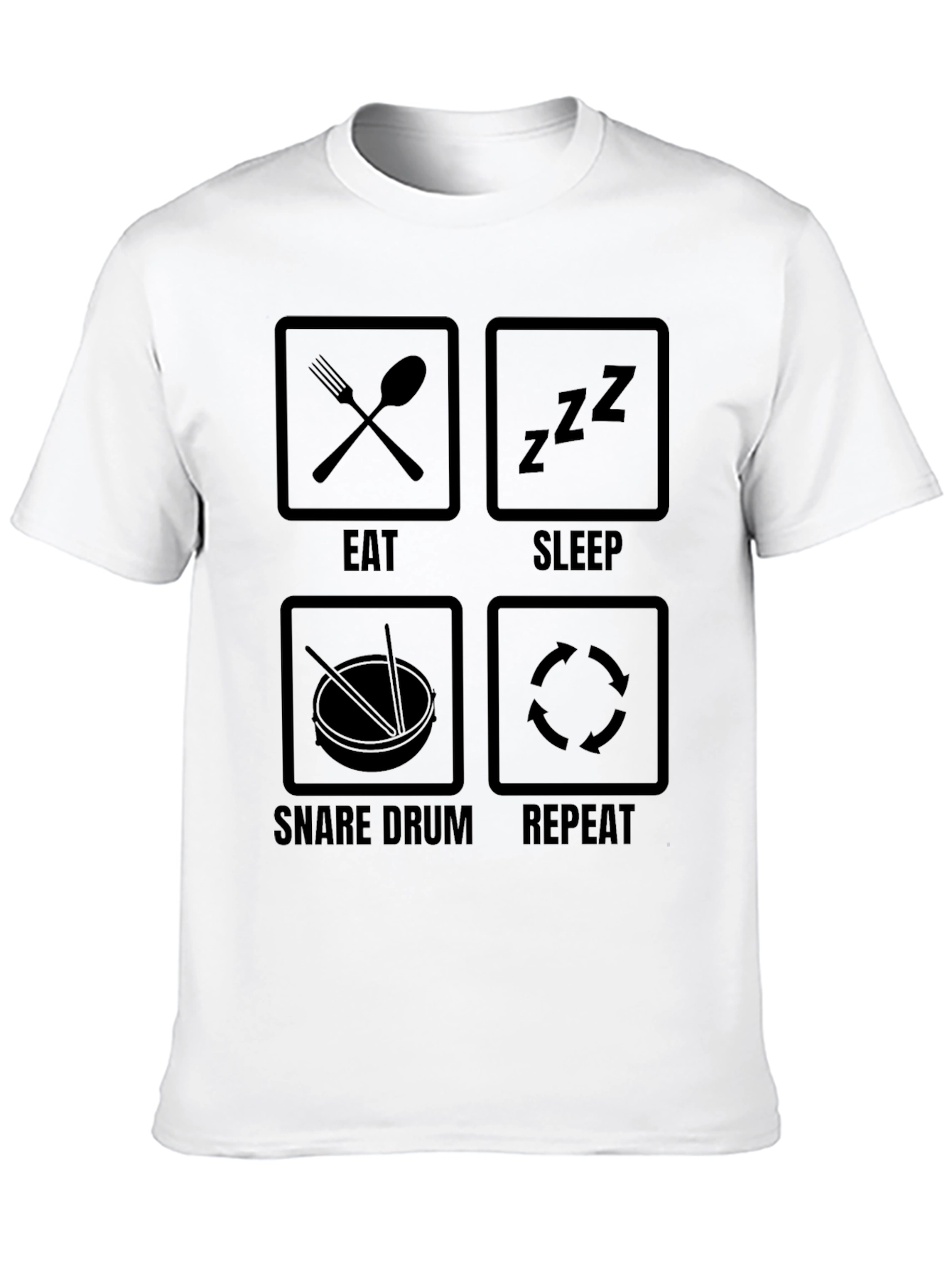 Eat Sleep Snare Drum Repeat Black Graphic Tee