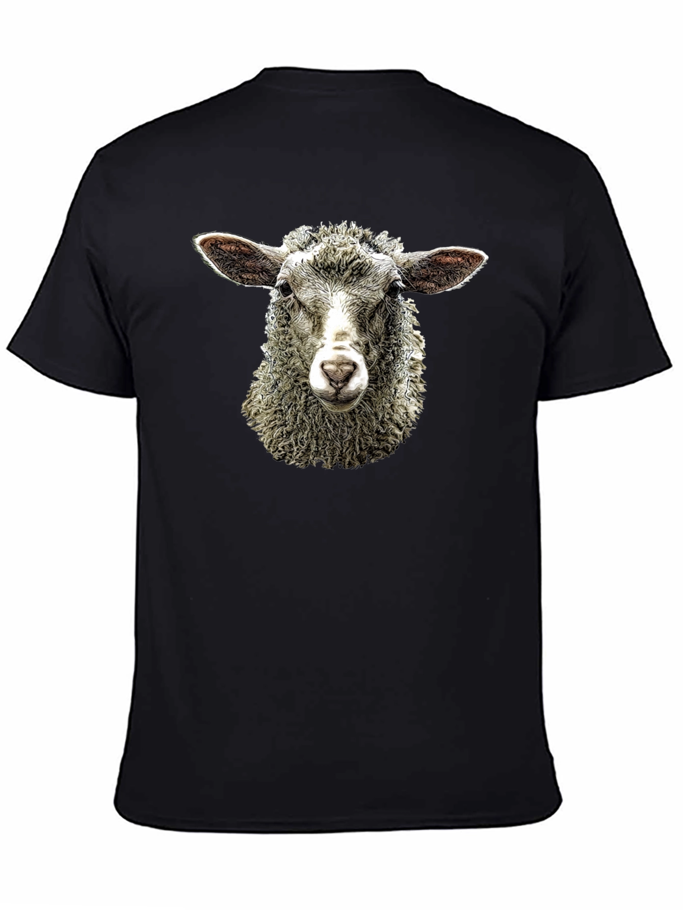 Sheep Head T-Shirt - Black Crew Neck Tee