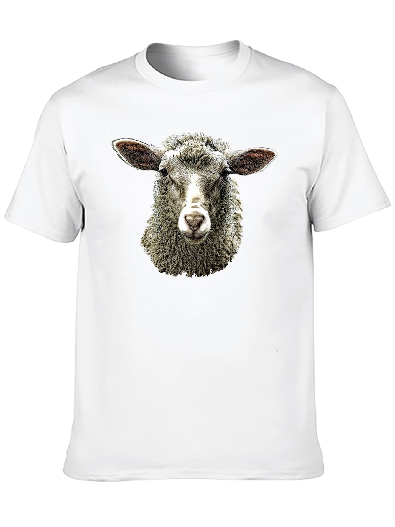 Sheep Head T-Shirt - Black Crew Neck Tee