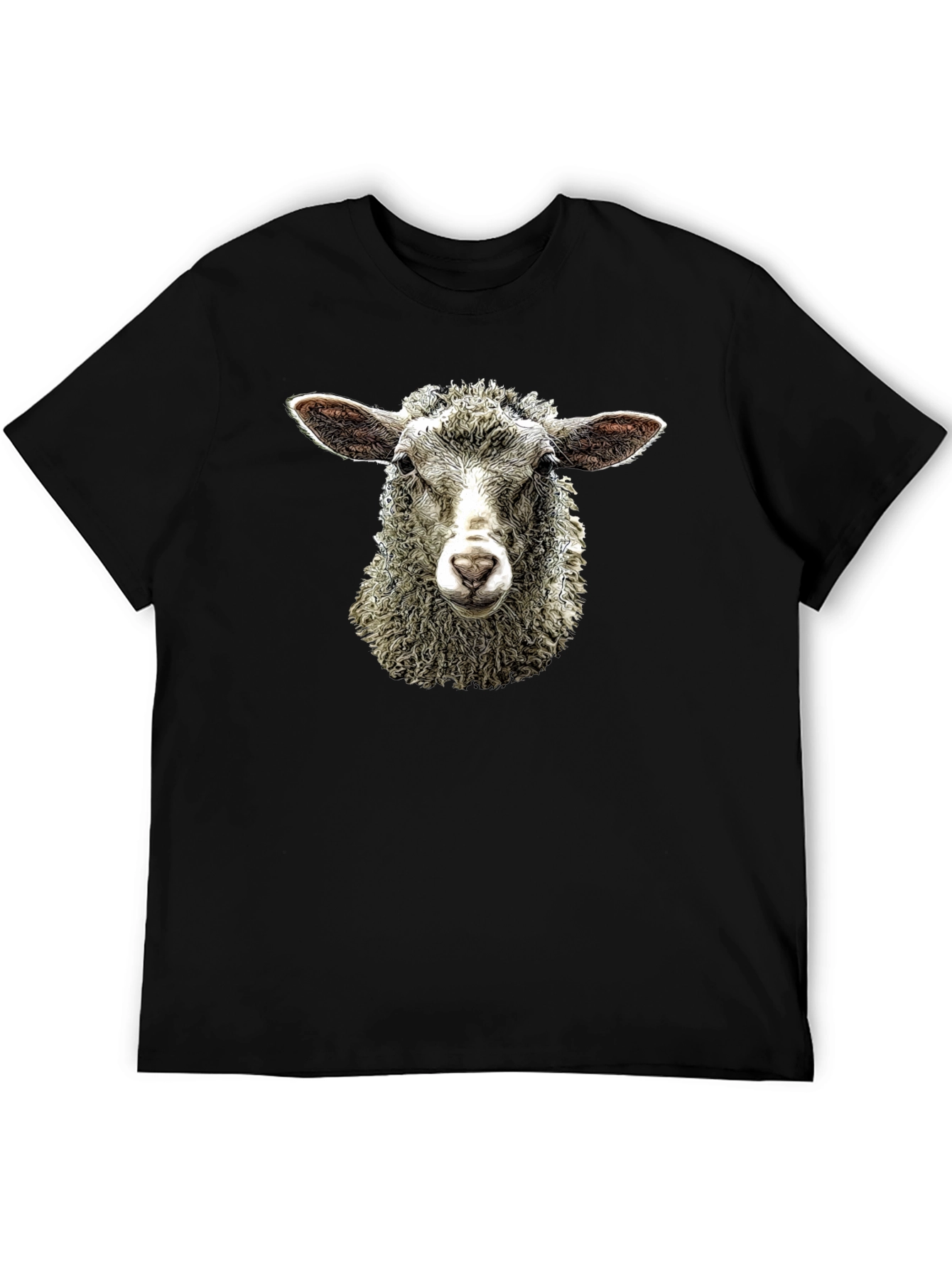 Sheep Head T-Shirt - Black Crew Neck Tee