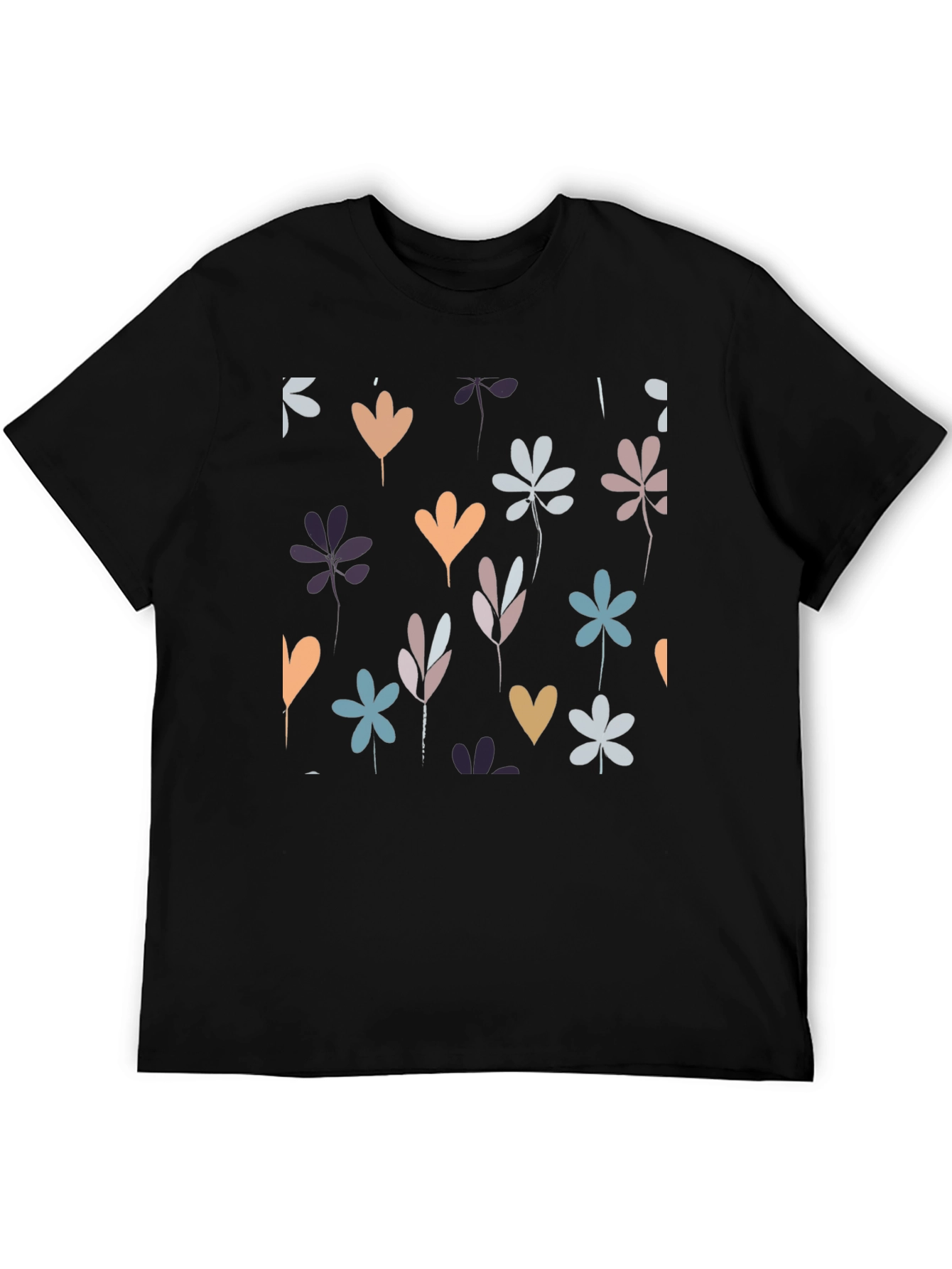 Floral Print Black Tee