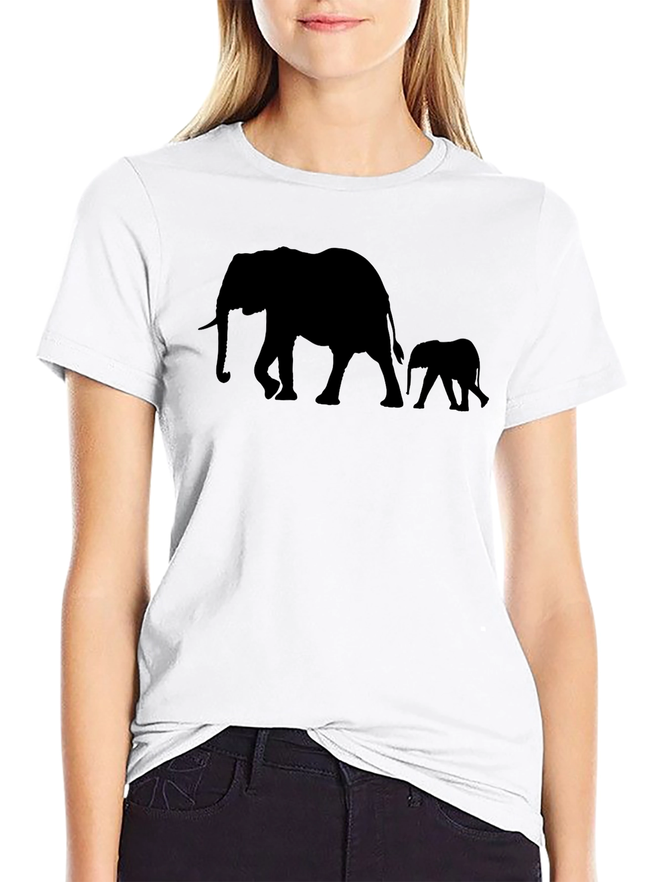 Elephant Family Silhouette Graphic Tee
