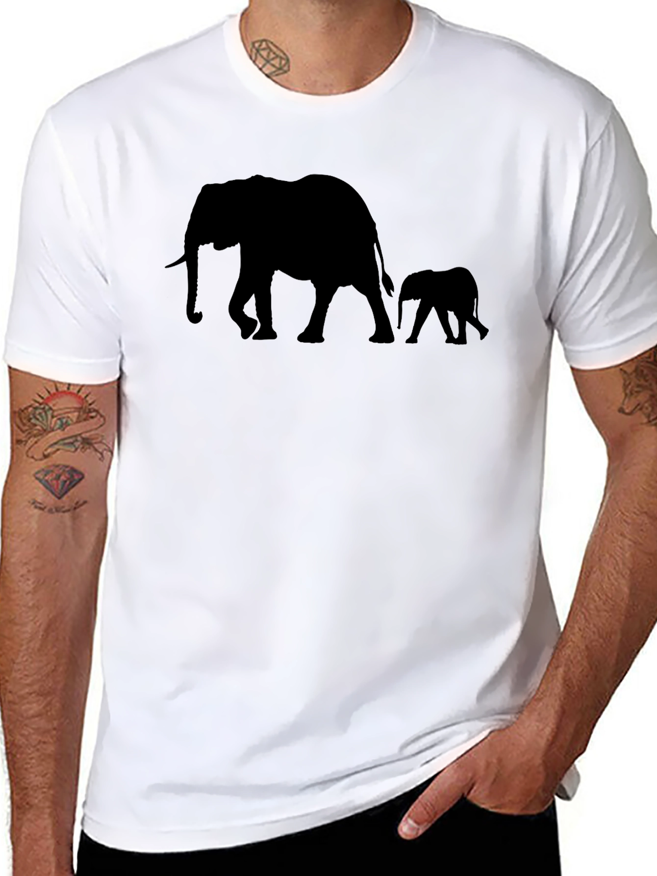 Elephant Family Silhouette Graphic Tee