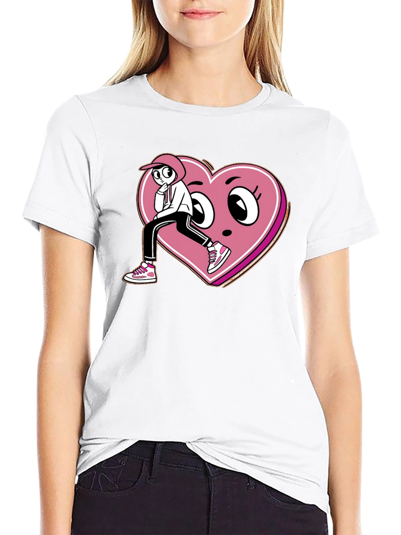 Cartoon Heart Graphic T-Shirt