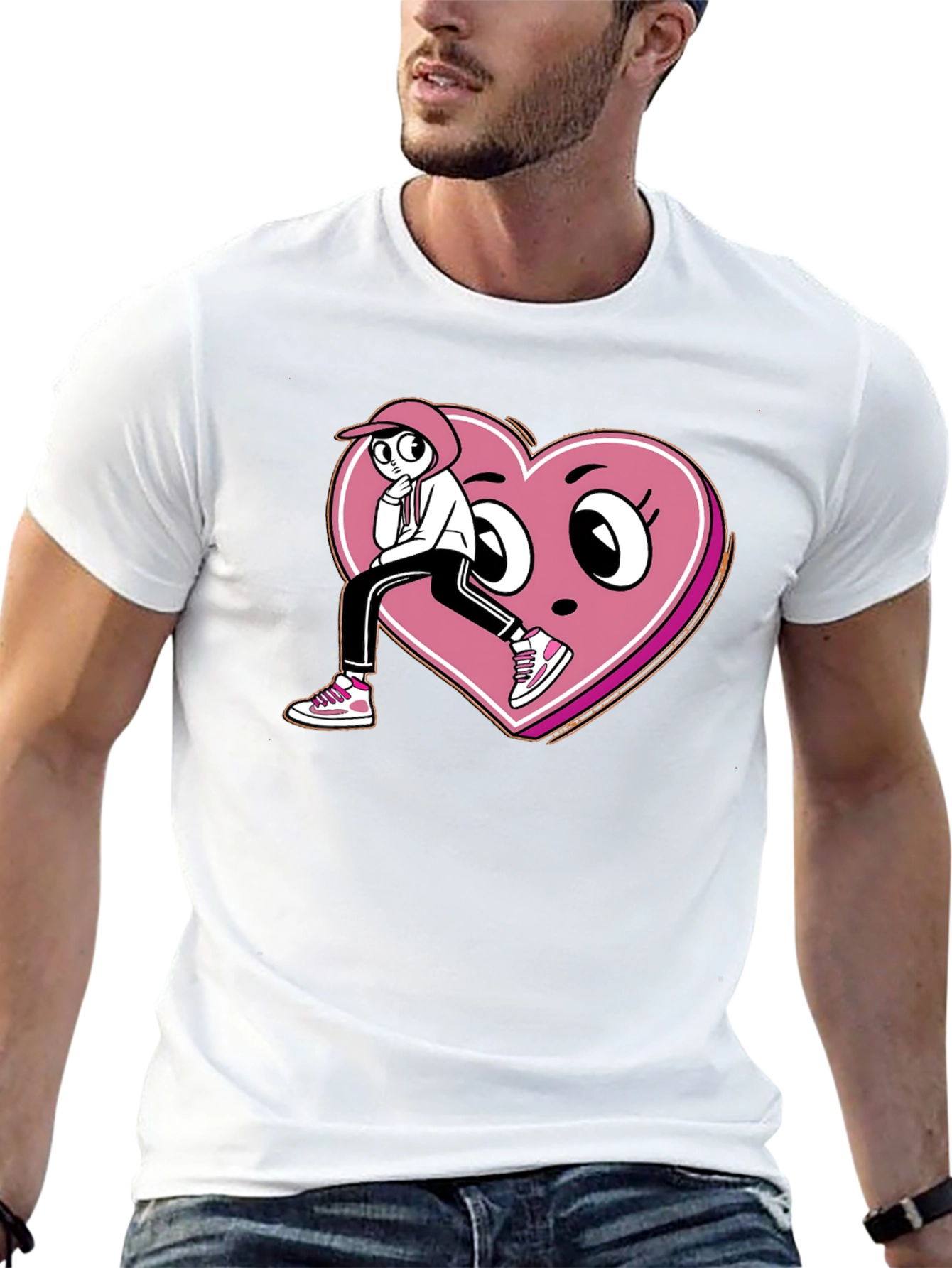 Cartoon Heart Graphic T-Shirt