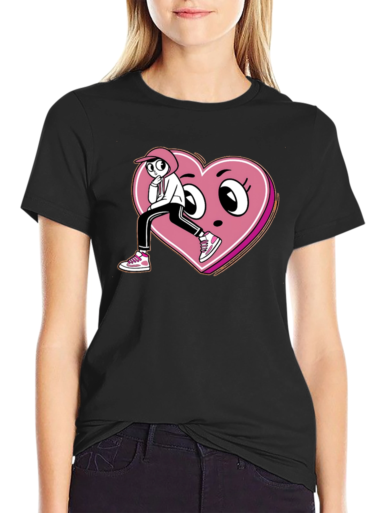 Cartoon Heart Graphic T-Shirt