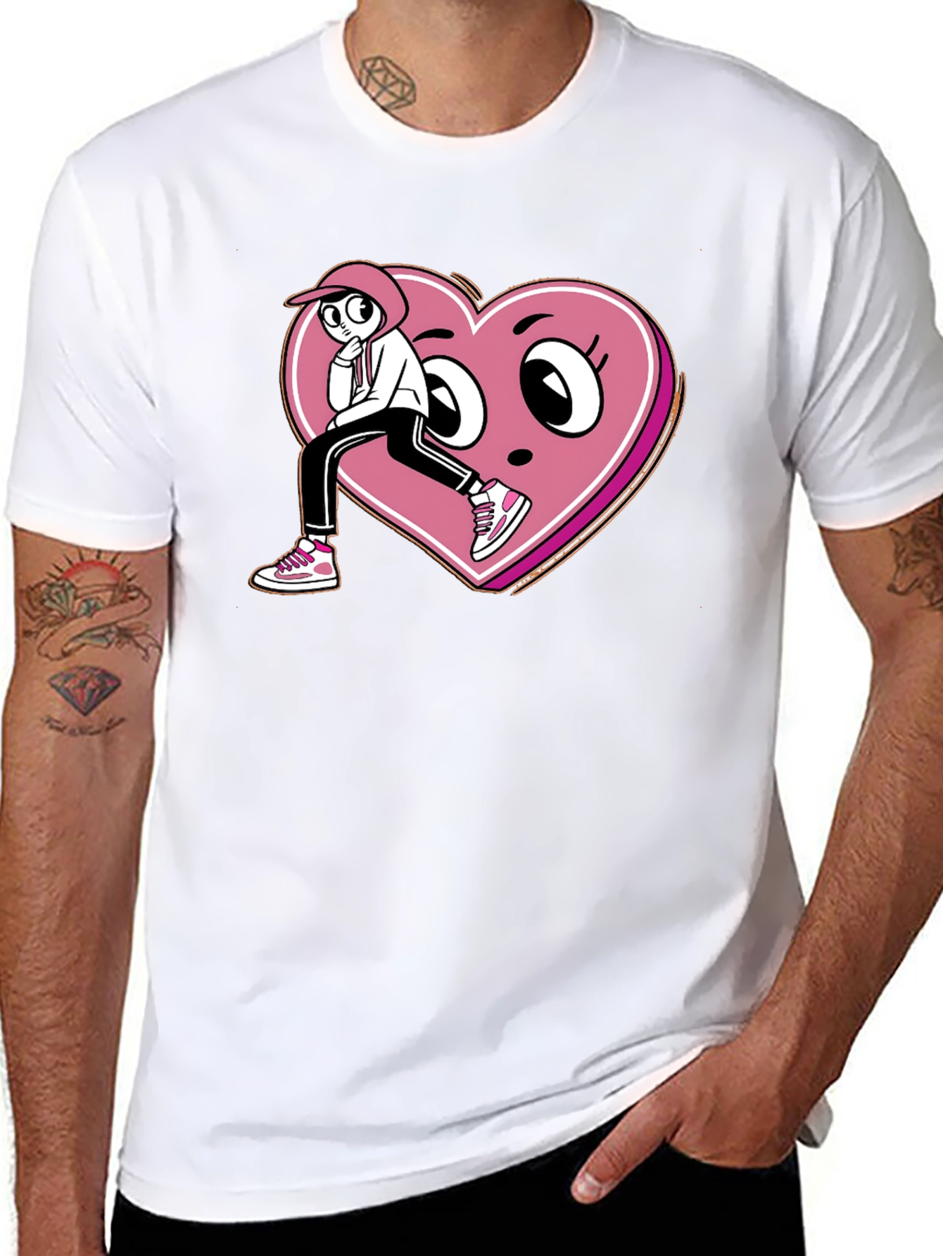 Cartoon Heart Graphic T-Shirt