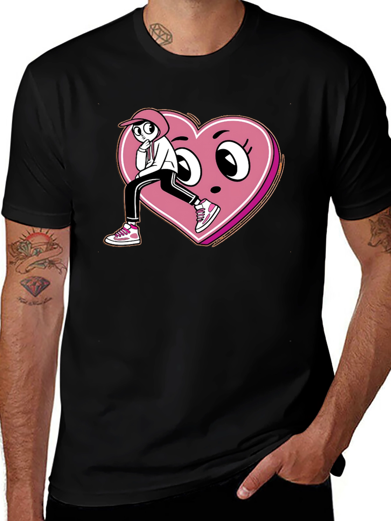 Cartoon Heart Graphic T-Shirt