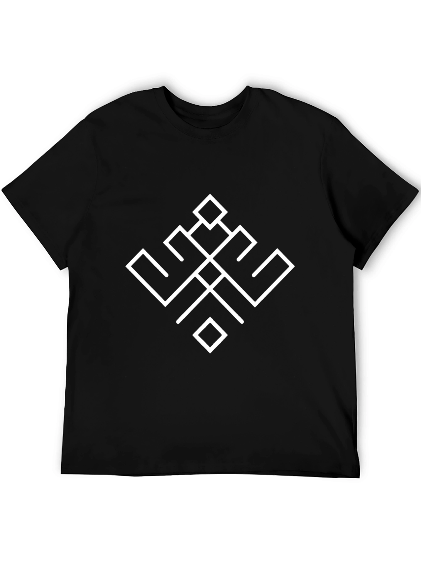 Geometric Symbol Tee - Black Cotton Casual Shirt