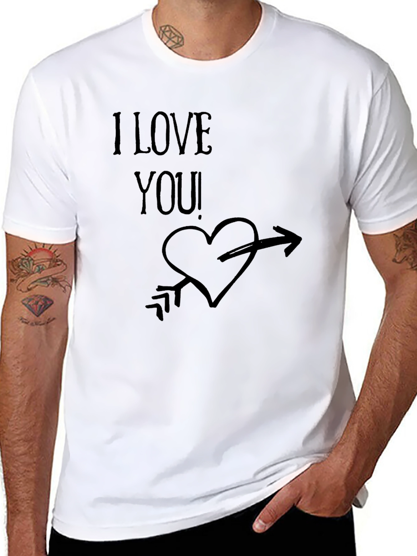 I Love You! Graphic Print Mens Black T-Shirt