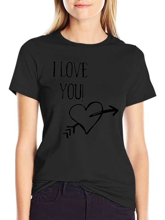 I Love You! Graphic Print Mens Black T-Shirt