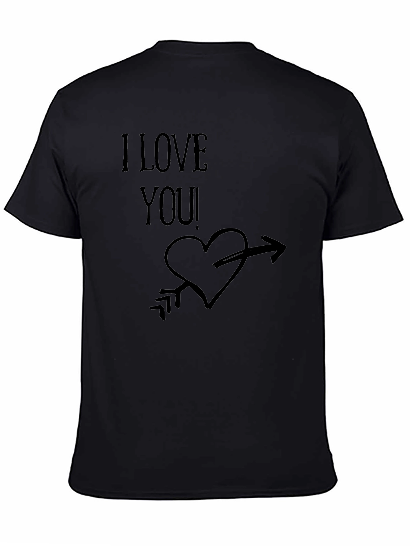 I Love You! Graphic Print Mens Black T-Shirt