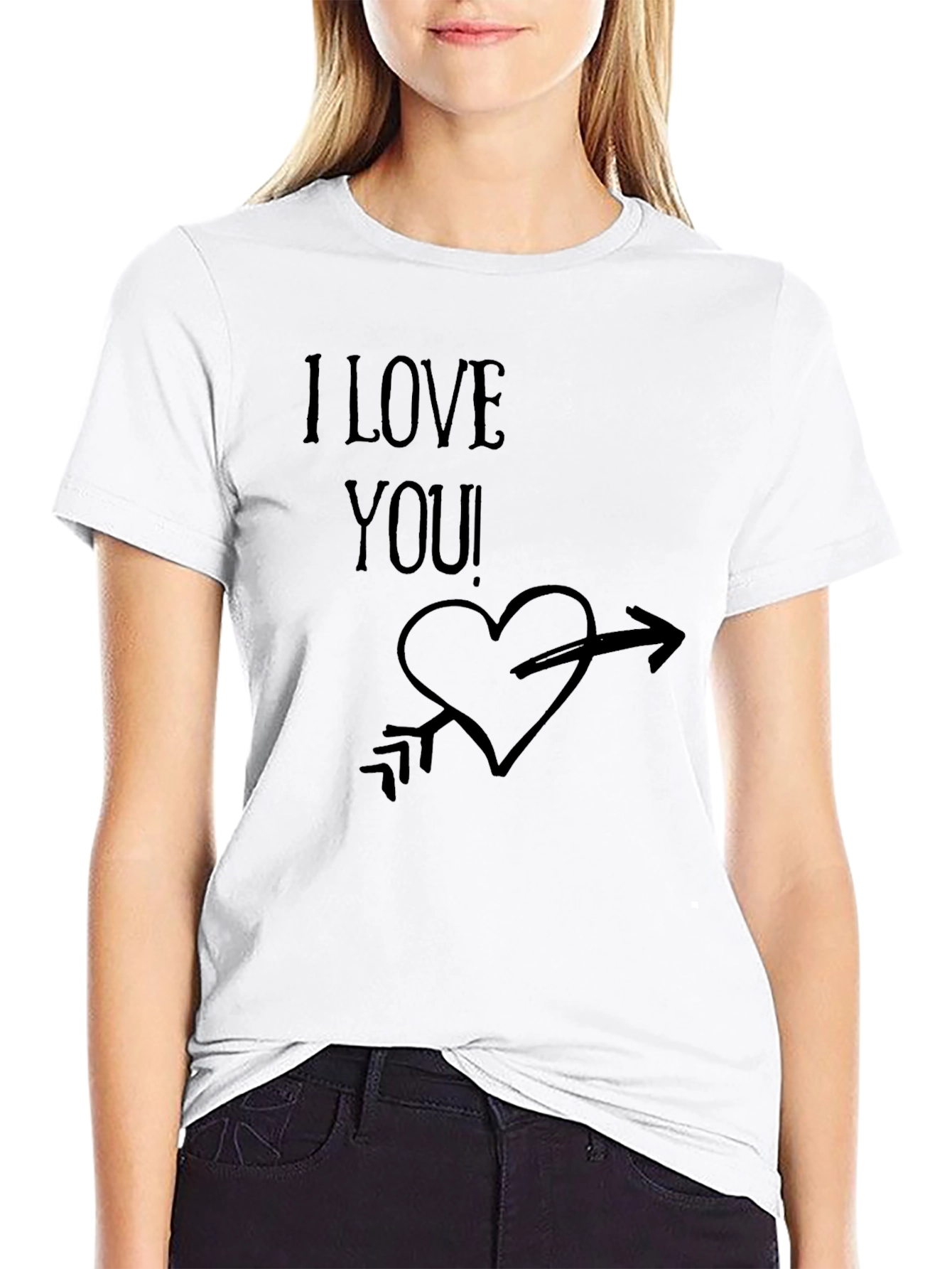 I Love You! Graphic Print Mens Black T-Shirt