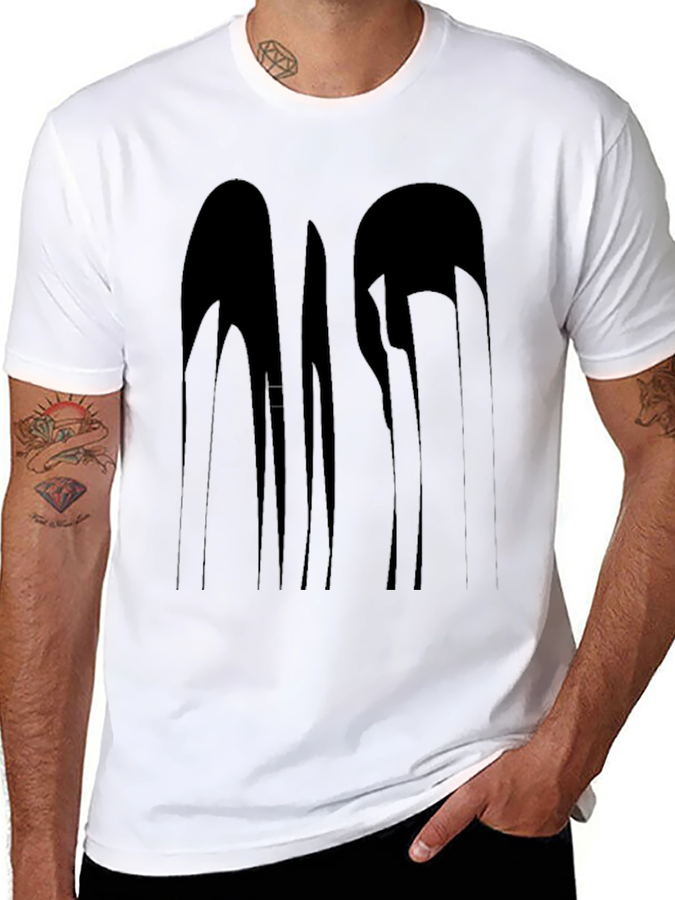 Abstract Drip Graphic Black T-Shirt