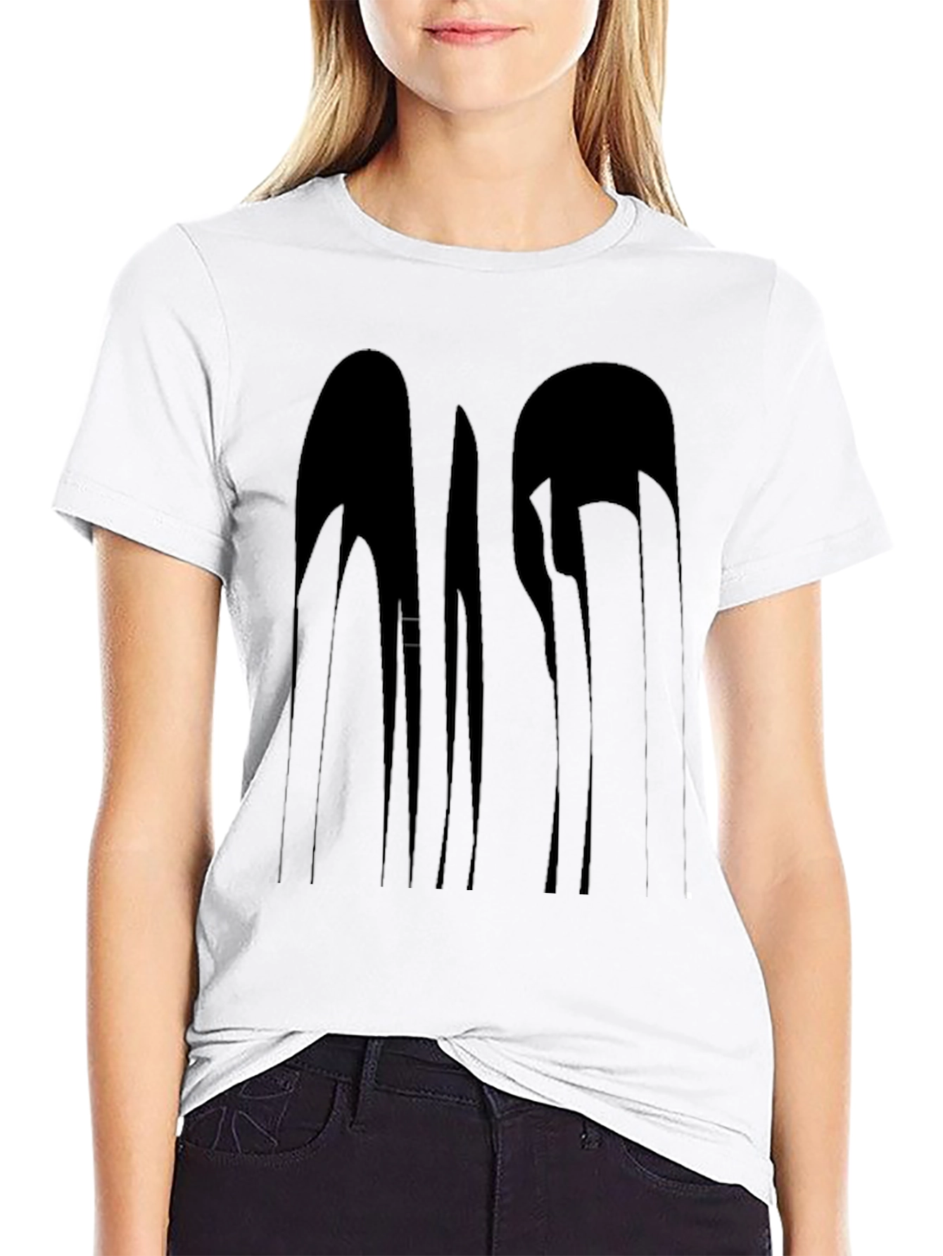 Abstract Drip Graphic Black T-Shirt
