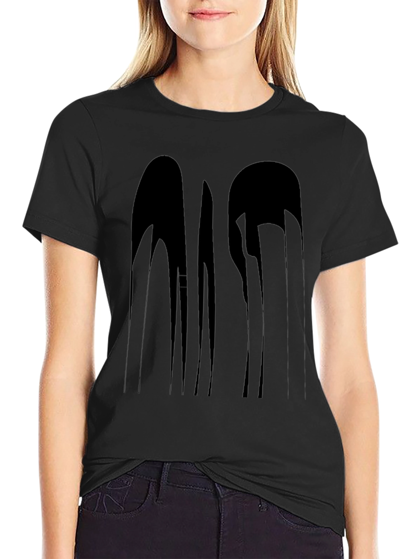 Abstract Drip Graphic Black T-Shirt