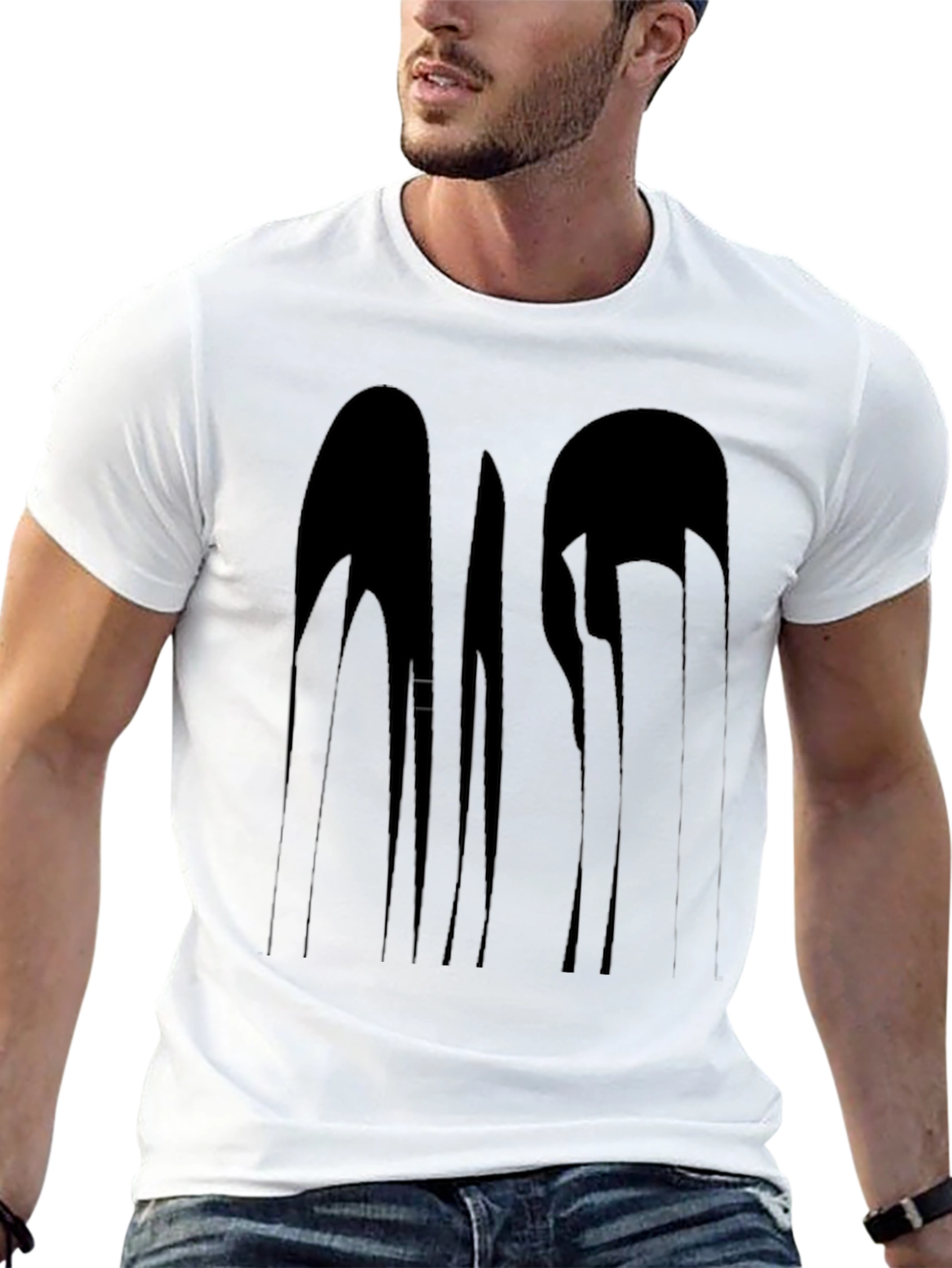 Abstract Drip Graphic Black T-Shirt