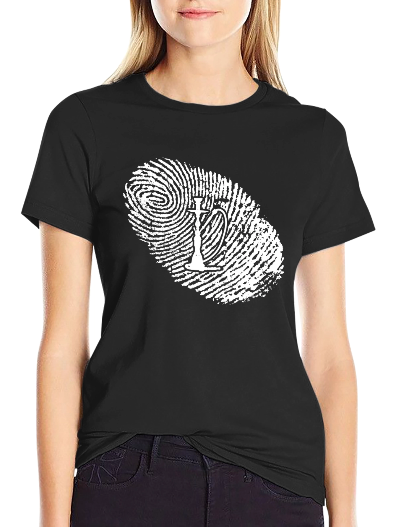 Unique Hookah Fingerprint T-Shirt - Black