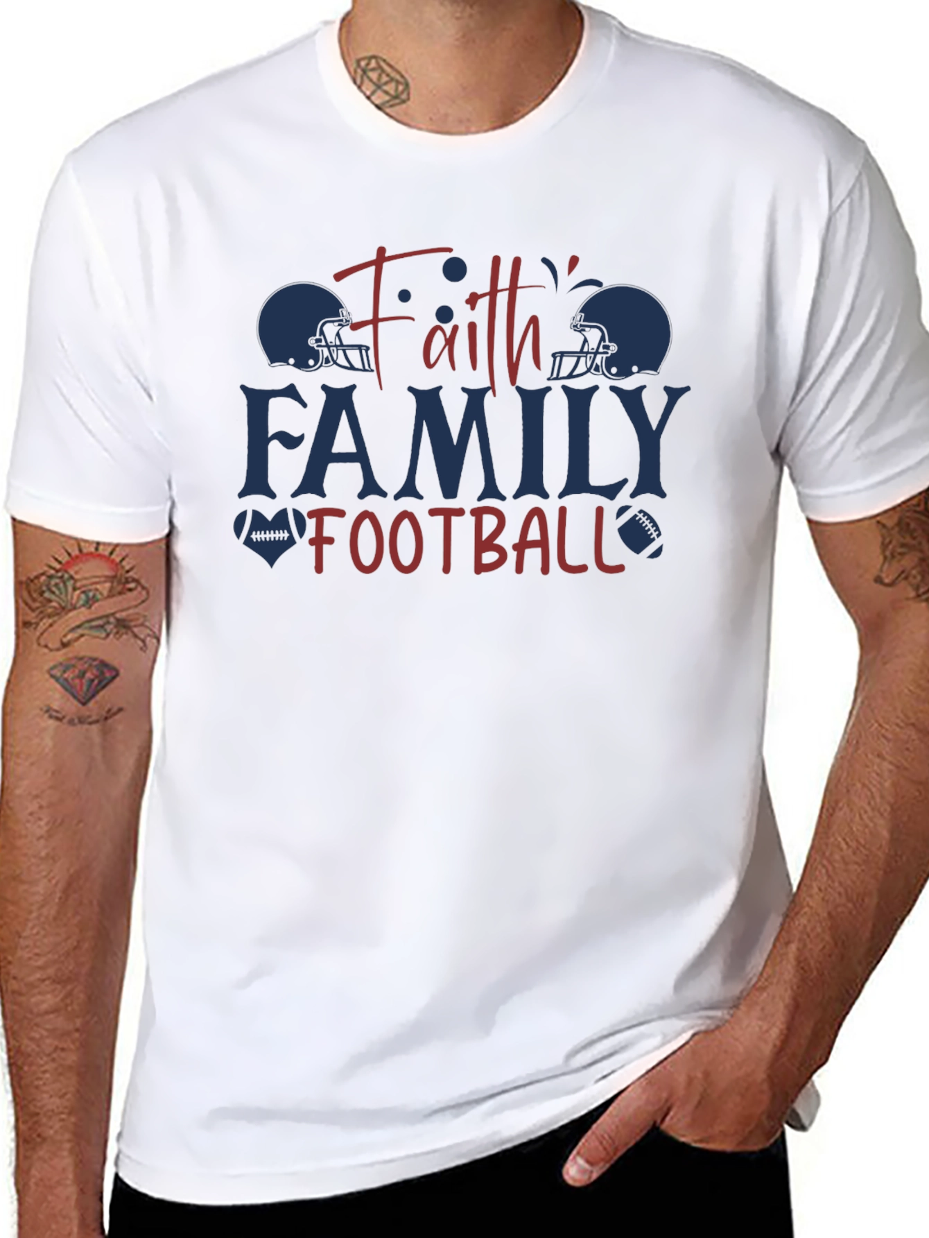 Faith Family Football Graphic T-Shirt