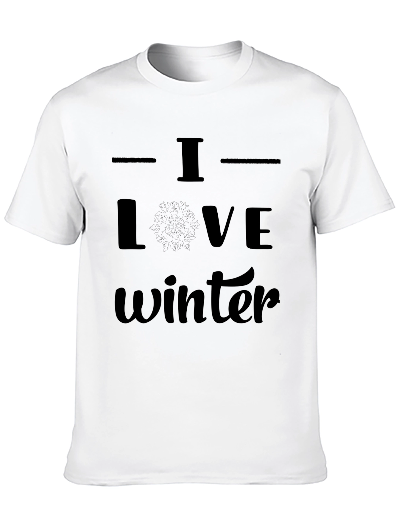 I Love Winter Black Graphic Tee Shirt