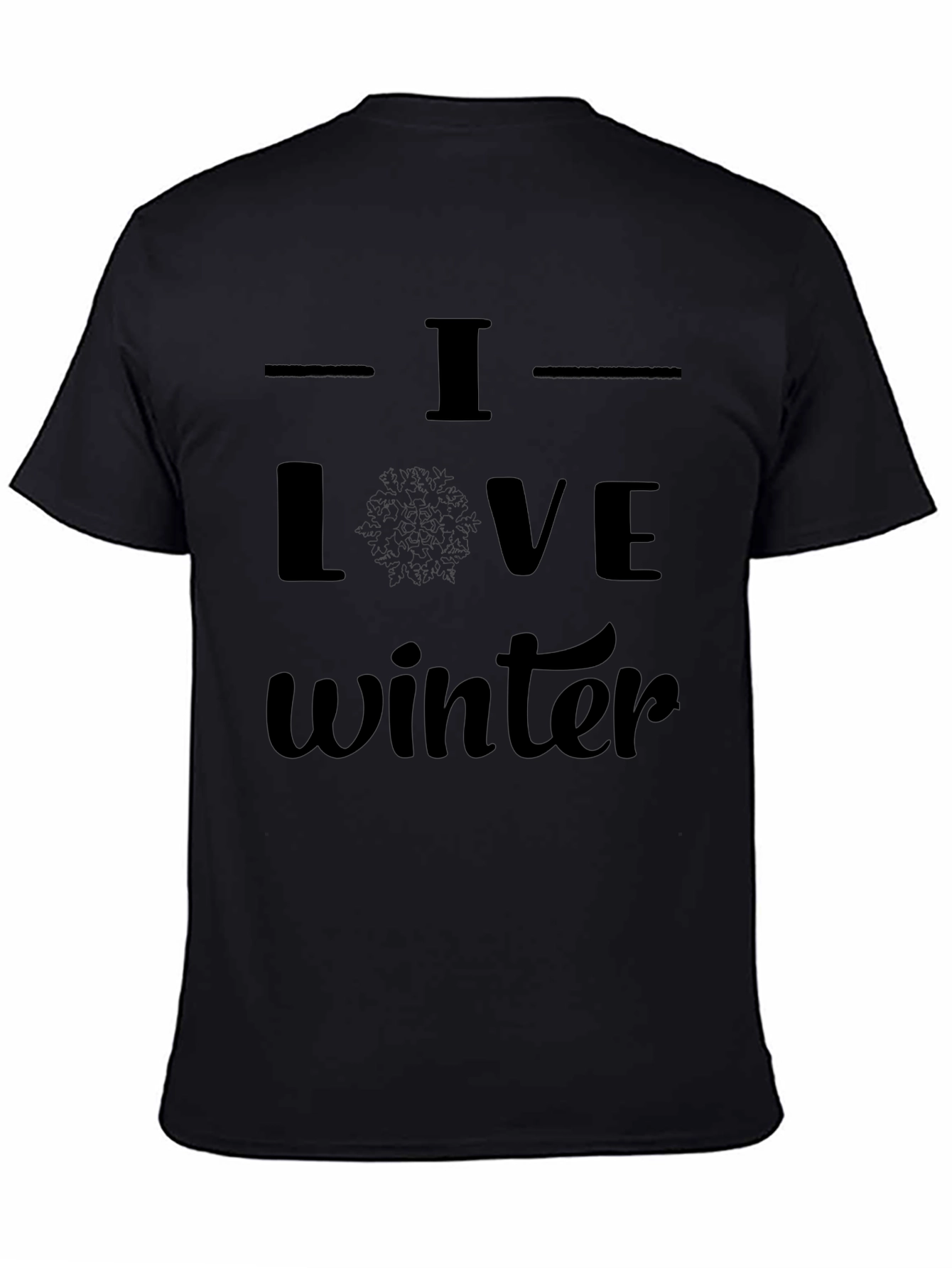 I Love Winter Black Graphic Tee Shirt