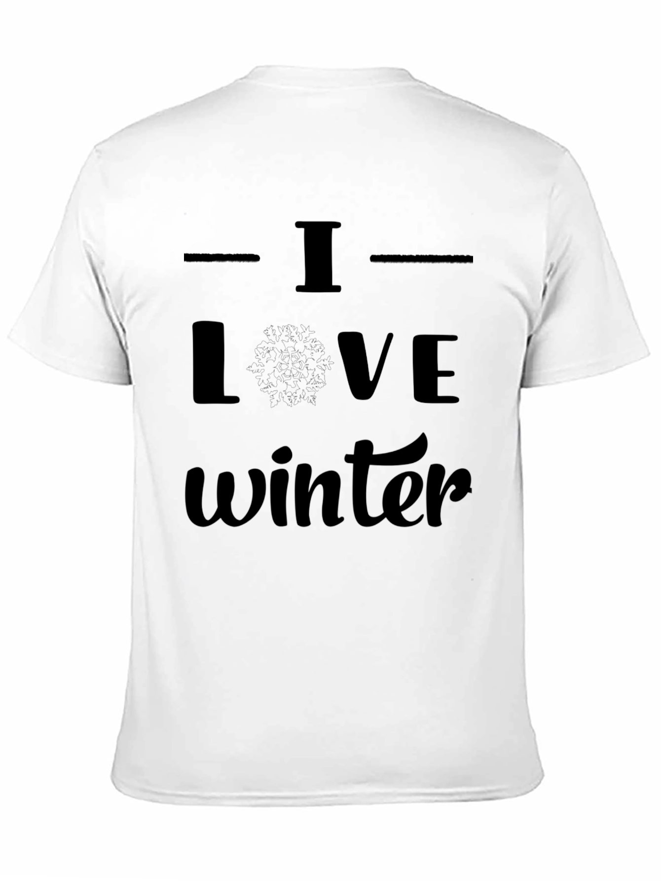 I Love Winter Black Graphic Tee Shirt