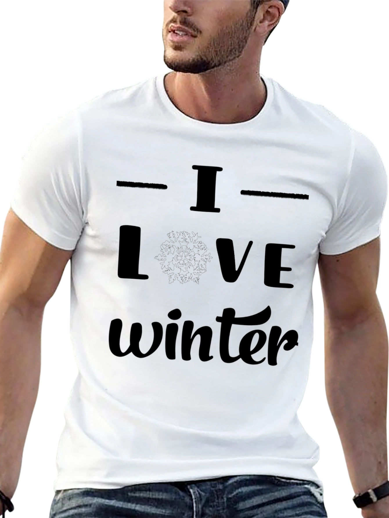I Love Winter Black Graphic Tee Shirt