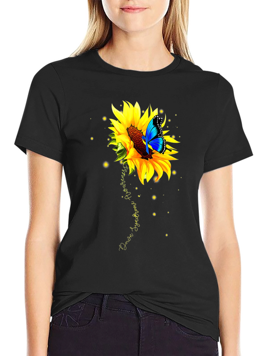 Down Syndrome Awareness Butterfly Sunflower T-Shirt