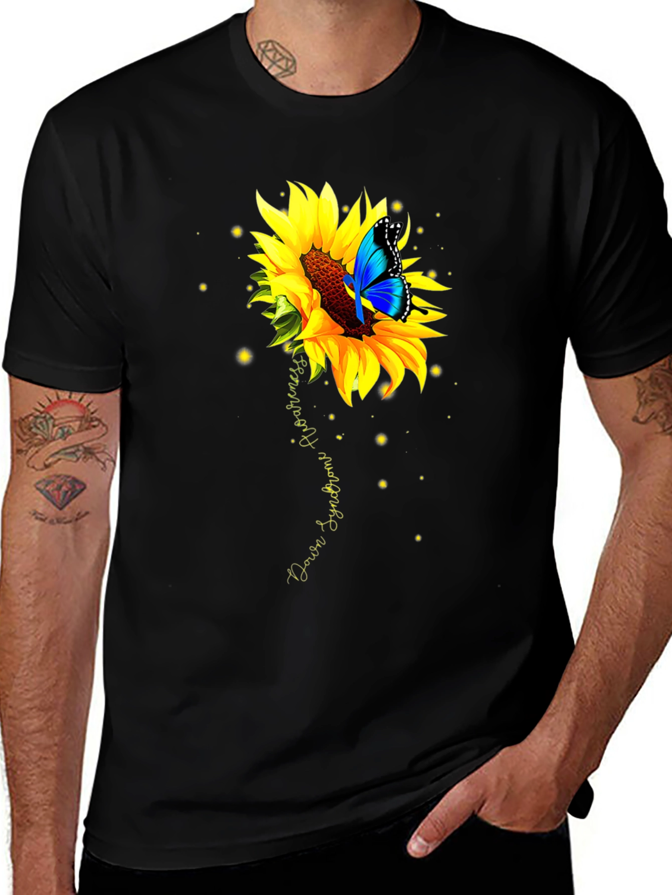 Down Syndrome Awareness Butterfly Sunflower T-Shirt
