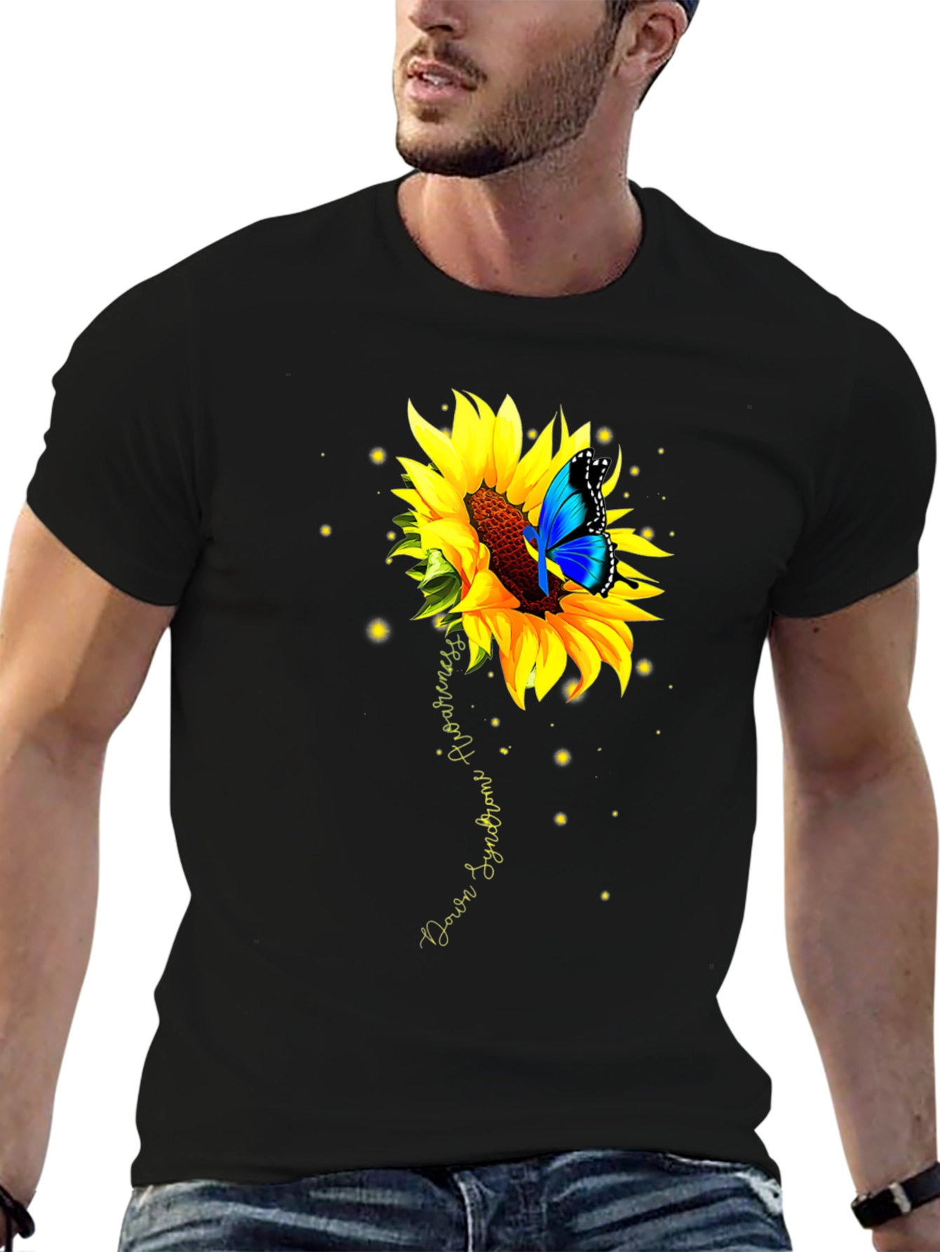 Down Syndrome Awareness Butterfly Sunflower T-Shirt