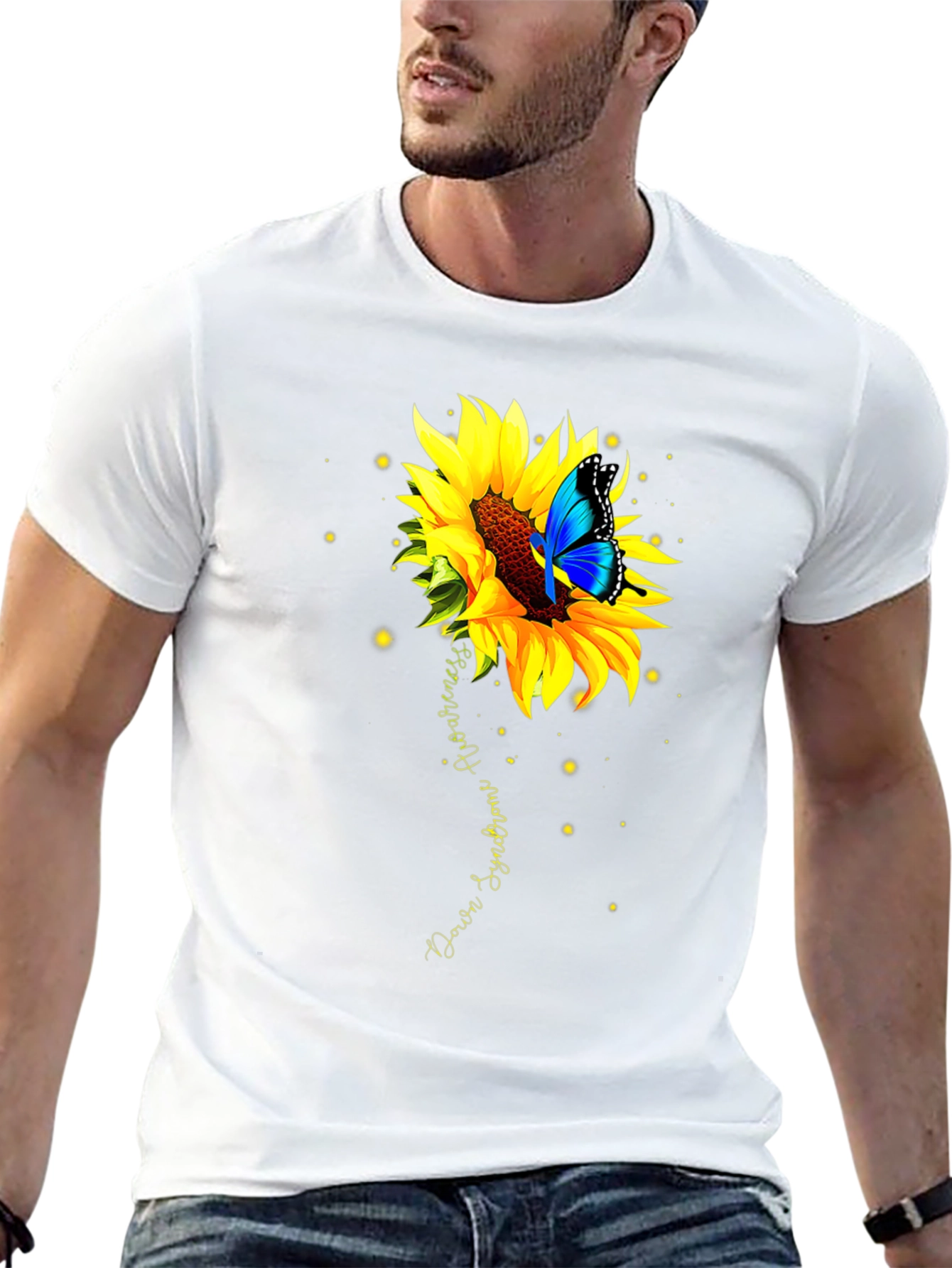 Down Syndrome Awareness Butterfly Sunflower T-Shirt
