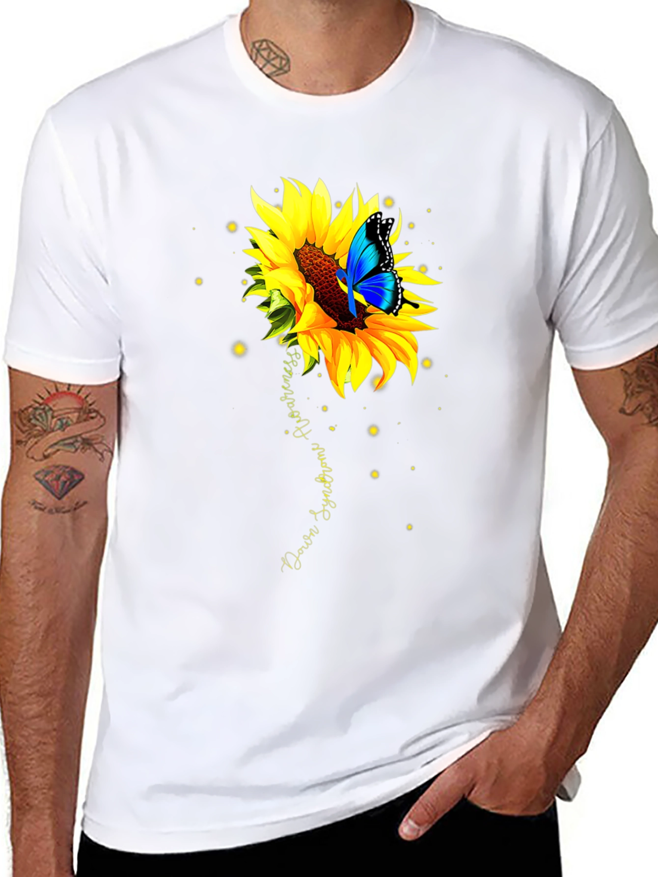 Down Syndrome Awareness Butterfly Sunflower T-Shirt