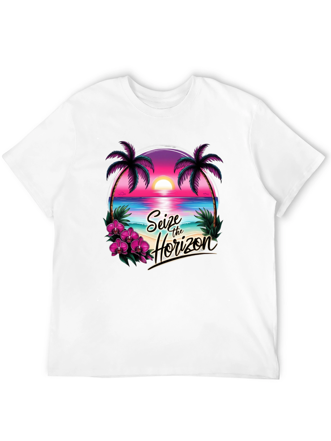 Seize the Horizon Black Graphic T-Shirt