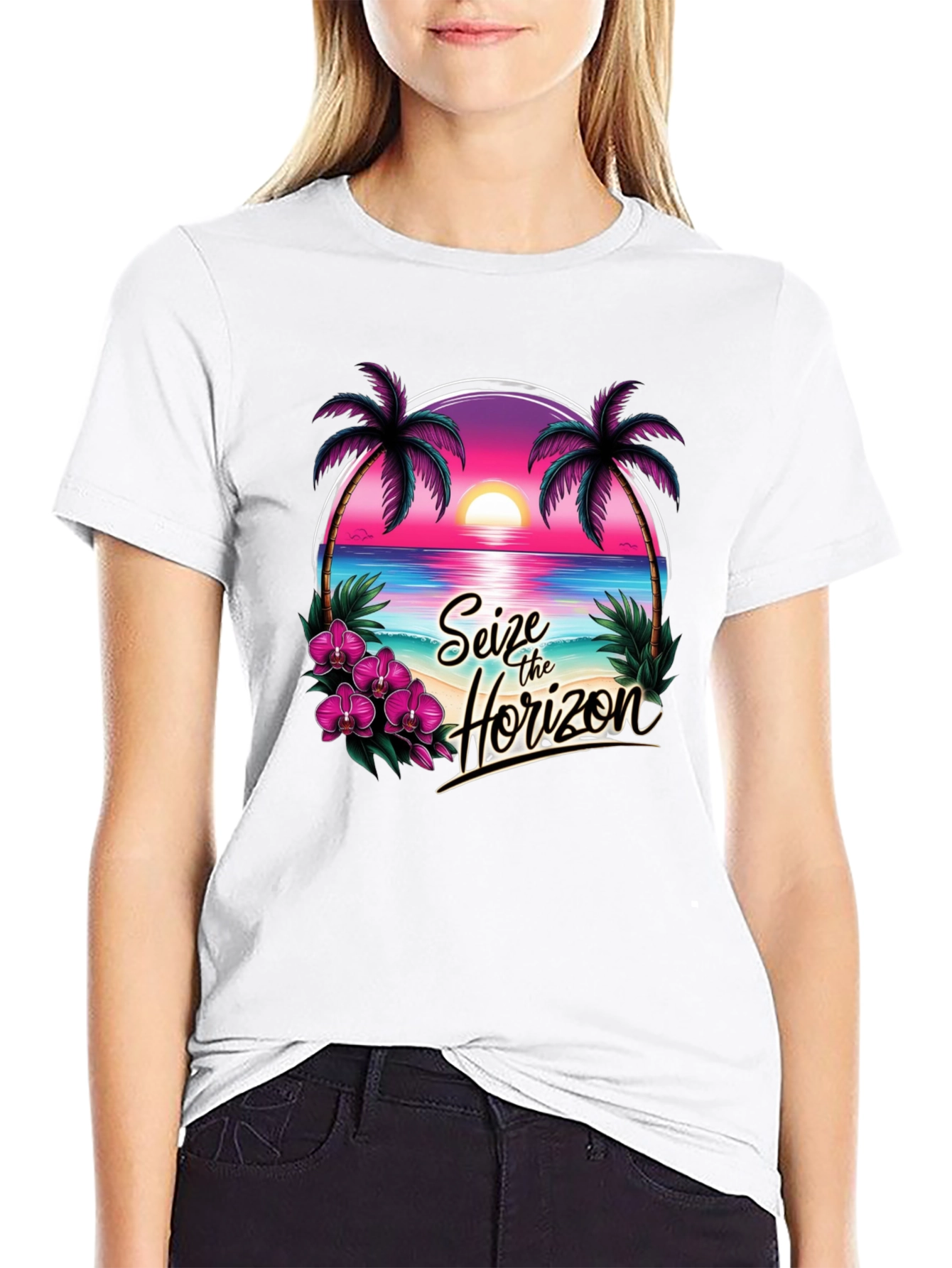 Seize the Horizon Black Graphic T-Shirt