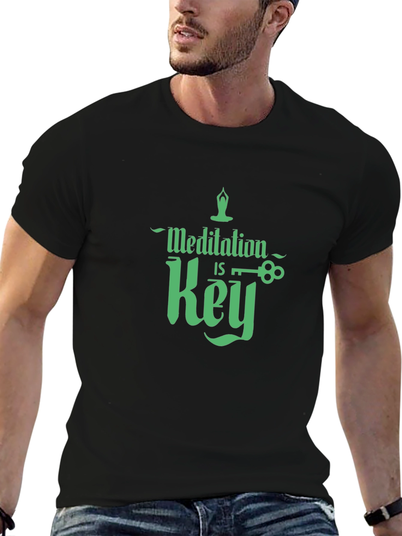 Meditation is Key Graphic T-Shirt - Black